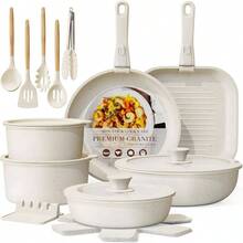 23 - Piece Detachable Handle Nonstick Cookware Set U2013 Induction Oven  Stackable Kitchen Cookware With Removable Handles Easy Storage - White - View 1