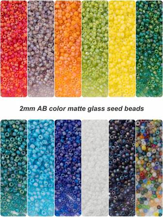 ลูกปัดเมล็ดแก้วญี่ปุ่นกลมเงางาม 2 มม. ขนาด 12/0 ประมาณ 800 ชิ้น, ลูกปัดม้าจำนวนมาก สำหรับการทำเครื่องประดับ, ลูกปัดเว้นระยะขนาดเล็ก ลูกปัดหลวม ลูกปัดเมล็ดแก้วเล็กๆ สำหรับงานฝีมือ สร้อยข้อมือ