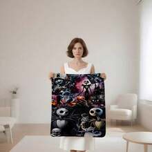 Disney 1pc Nightmare Before Christmas Plush Throw Blanket - Jack Skellington & Sally Design, Inspired, Soft Cozy All-Season Bedspread For Bed, Couch, Or Gift For Fans, Home Decor, Spooky Theme, Durable Material, Themed Decor, Movie Lovers, Best For Christmas - Phong cách - Xem 8