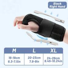 1 Stück verstellbare Handgelenkstütze mit 2 Schienen, passt für Handfläche & Handgelenk, atmungsaktiv & bequem, für Männer & Frauen, für Karpaltunnelsyndrom, Handschutz für Sport und Alltagsaktivitäten - Schwarz - Übersicht 16