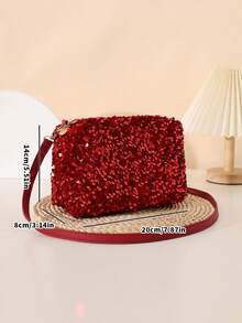 Fashionable Sequin Women's Small Square Shoulder Crossbody Bag