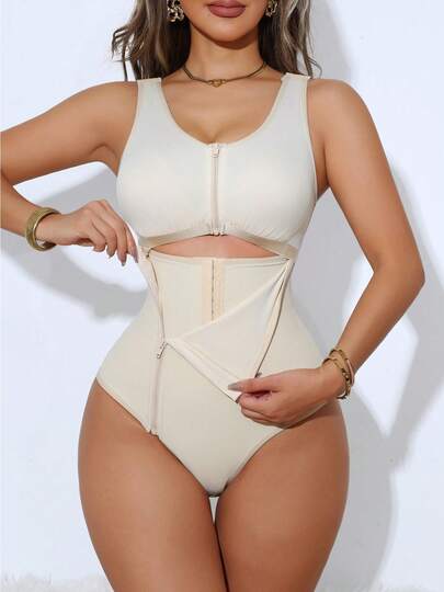 Enstaka ny modell för bantning och formning med dragkedja i sidan för byststöd och magkontroll. Allt-i-ett kroppsformande plagg för kvinnor.