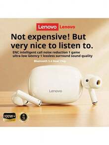 Lenovo 联想TA210蓝牙耳机 ENC降噪通话智能耳机带麦克风入耳式运动耳机原装联想无线耳机 - 月岩白 - 查看 4