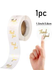 500张金色感谢贴纸卷，透明PVC圆形贴纸，适用于信封、商务、返校、婚礼、情人节、斋月、生日派对、礼品包装、派对回礼、自粘标签贴纸卷、斋月感谢贴纸