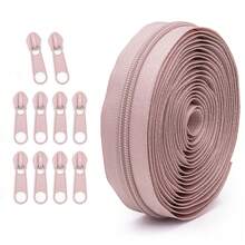 177.16-Inch Zipper With 10 Zipper Pulls, 5# Nylon Colored Zipper, 20 Color Options, Matching Zipper Pulls, Suitable For Clothing, Outerwear, Luggage, Bags, DIY Crafts And More - 5# Solid Color Nylon - View 15