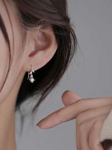 一对闪亮郁金香耳环，小众奢华设计，时尚优雅，适合约会、派对和日常佩戴。 - 銀色 - 查看 3