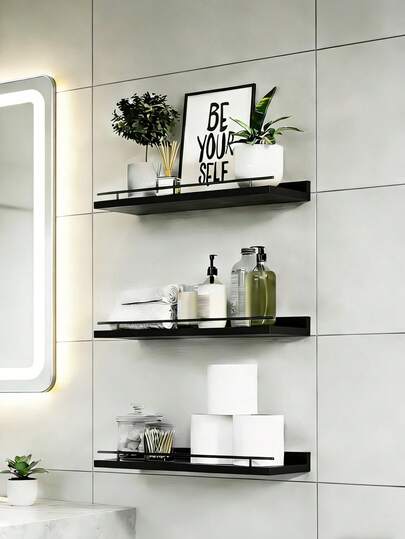 3PCS Estante de pared para baño, cocina, sala de estar, estante divisorio flotante con diseño modular, fuerte capacidad de carga para decoración de libros, versátil para la organización y exhibición del hogar
