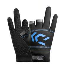 一双三指钓鱼手套，防水、防滑、透气皮革材质，适合钓鱼、骑行、运动、淡水/海水垂钓，轻便网眼设计，夏季适用 - 彩色 - 查看 9