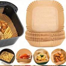 100 miếng lót nồi chiên không dầu, chống dính, chống thấm nước, chống dầu, giấy nướng đa năng, thích hợp cho nồi chiên không dầu, lò vi sóng, nồi hấp, đồ dùng nhà bếp và ăn uống. - Màu vàng - Xem 8