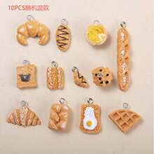 10pcs Mixed Resin Simulated Bread Design Bracelet Charms For Diy Jewelry Making, Keychain Decoration - Mixed Bread - View 12