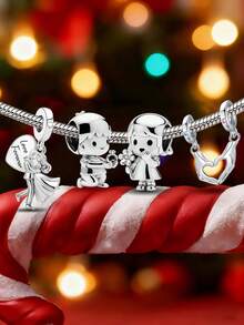 1pc 925 Sterling Silver Heart-Shaped Beads, Suitable For Women Bracelet, Bangle DIY Jewelry Making And Daily Accessories Decoration