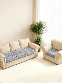 1pc Sofa Cover, Stretchy Fabric, Sofa Seat Cushion Cover, Solid Color Sofa Slipcover - Light Grey - View 6