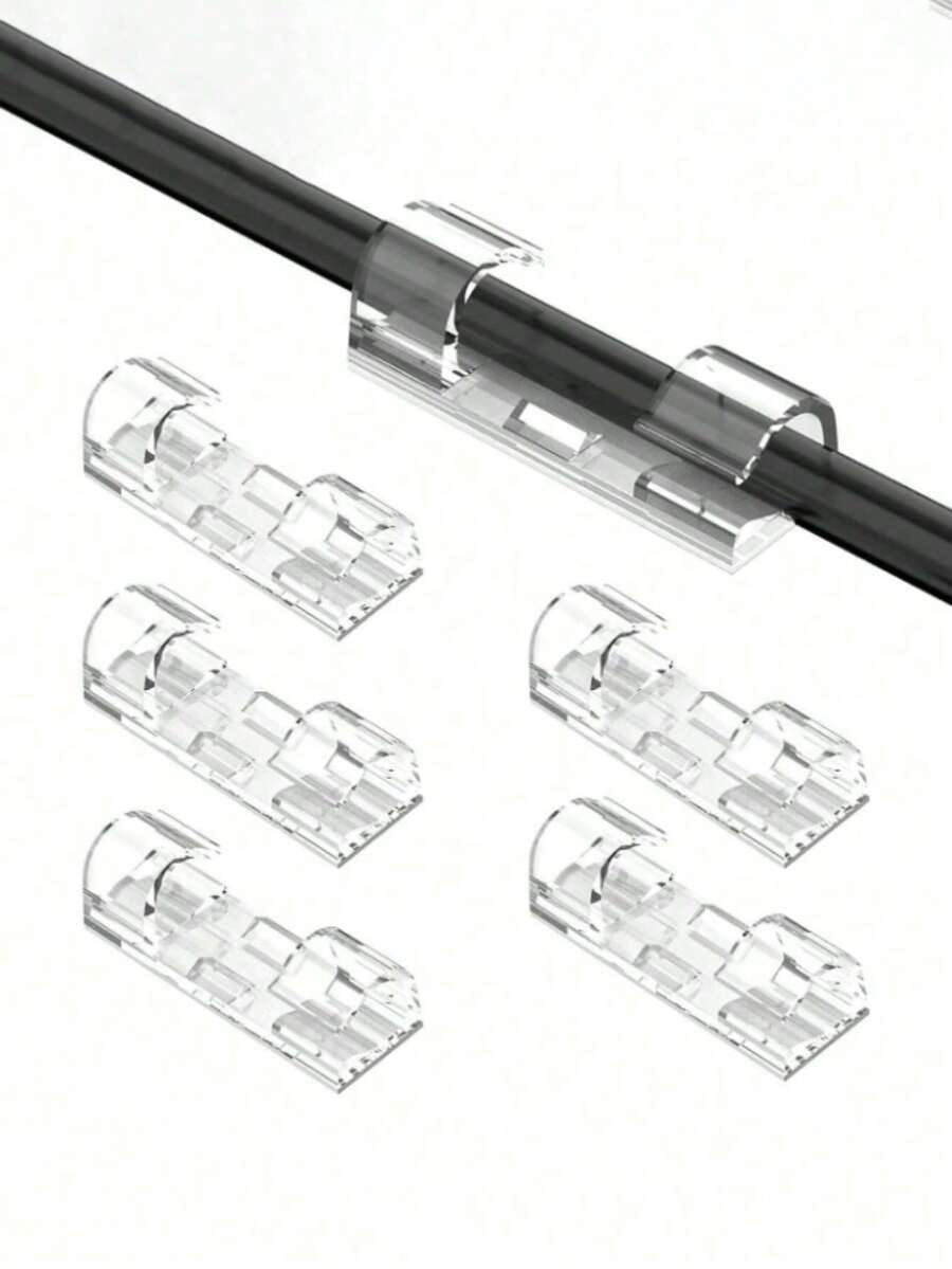 20个自粘式线缆夹，透明粘性线缆整理器，适用于电视线缆、桌面、家庭办公室等。 - 彩色 - 查看 1