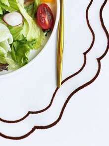 1/4/6/12pcs Wavy Embroidered Solid Color Round Placemats, Fresh Minimalist Style For Kitchen, Dining Table, Water Cups, Bowls, Non-Slip Pads, Suitable For Holidays, Parties, Birthdays, Weddings, Dinners, Office Desks, Coffee Tables, Home Decor, All Seasons - Multicolor - View 9