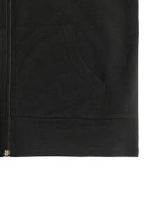 Women's Casual Color Block Hooded Zip-Up Sweatshirt And Sweatpants Sports Suit Elegant - Black Rose Red - View 5