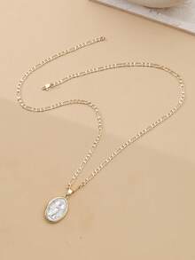 1pc 14K Gold Plated Double-Sided Embossed Guadalupe Virgin Mary Jesus Cross Pendant Necklace, Suitable For Daily Wear, Christian Religious Jewelry, Luxury Gift - Gold - View 4