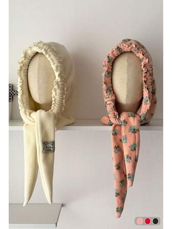 1pc Cute Ruffled Fleece Warm Ear Protection Hat, Sweet & Fashionable Balaclava For Women, New Autumn/Winter Plush Warm Ear Protection Hat