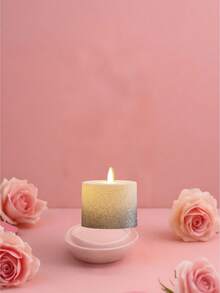 1pc Ombre Glitter LED Electronic Candle Set, Romantic Gradient Glitter Cylinder Soft Light Atmosphere Electronic Candle Set, Suitable For Valentine's Day Proposal Decoration, Couples Home Decor, Men's Gift, Personalized Gift, Ramadan, Wall Decor, Bedroom Decor, Personalized, Garden Decor, Bathroom Accessories, Candle Warmer Lamp - Warm white light - View 13