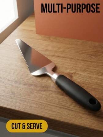 1 件装不锈钢多功能铲，适用于烹饪和切菜。金属材质，经久耐用且易于清洁。锯齿设计，方便切菜和取出食物。防滑手柄，操作稳定。挂孔设计，节省收纳空间。