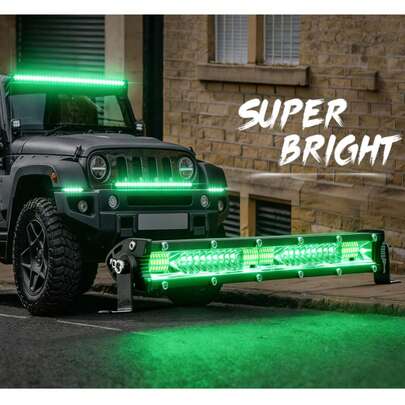 20 Inch LED Light Bar Green Single Row 150W Spot Flood Combo Off Road Driving Fog Fishing Hunting Emergency Safety Lighting For UTV Pick-Up Van Boat Tractor,Christmas Lighting, Christmas Decorations, Christmas Gifts, Valentine's Day And New Year Gifts