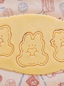 A Cute Heart-Shaped Animal Cookie Cutter, Cake Decorations (Cat, Rabbit, Bear Patterns), Cookie Stamps, Cute Valentine's Day Gift Cookie Molds, Candy Cookie Making Tools, Kitchen Parent-Child Baking Tools