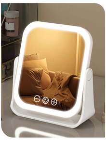 Foldable LED Makeup Mirror With Lights, Portable, Compact, Suitable For Students Dorm, Tabletop, High Definition, Smart - Multicolor - View 11