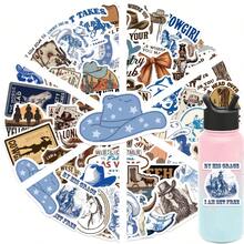 50pcs Blue Brown Denim Aesthetics Graffiti Stickers For DIY Waterproof Stationery Suitcase Bottle Phone Laptop - 1 Set - View 2