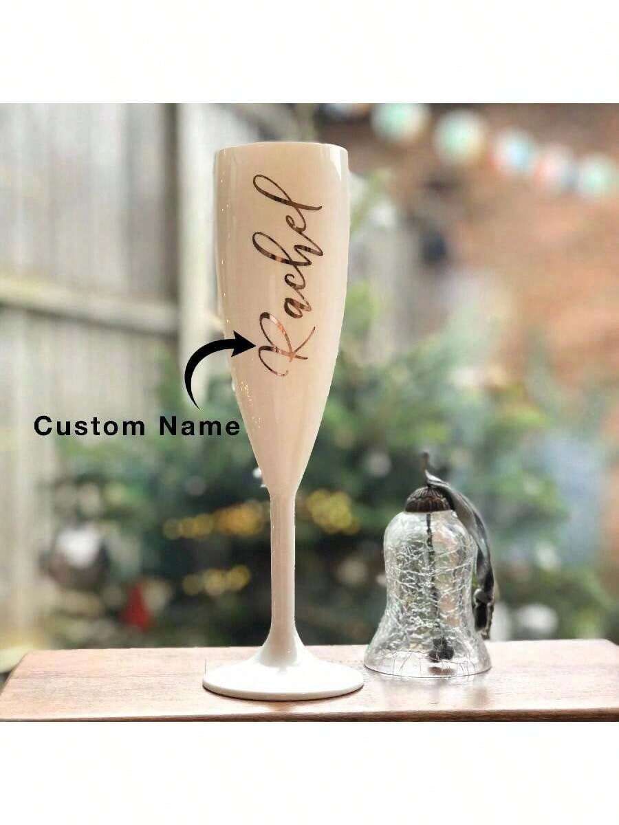 1pc Personalized White Acrylic Plastic Champagne Flute, Bridal Party Gift, Bridesmaid Wine Glass, Bachelorette Party Cup, Wedding Decor Stylish, Adorable, Colorful Custom, Personalized, Unique Ideal Gifts For Her Friends, Son, Daughter, School Students, Workers, Kids School, Home, Office,Multi-Functional, Ornamental,Reusable,Exquisite,Stylish,High-Quality,Colorful,Modern,Custom,Personalized,Unique,Ideal Gifts For Him,Ideal Gifts For Her,Boyfriend,Dad,Girlfriend,Mom,Family,Friends,Tea Room,Home,Garden,Office,For Anniversaries,For Valentine's Day,For Mother's Day,For Birthdays,For Father's Day,For Graduation,For Weddings,For Housewarming,Customized Wine Glasses,Easy Comfort - White - View 1