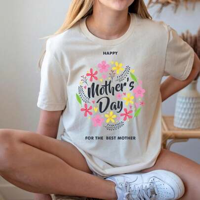 Best Mother T-shirt, Happy Mother's Day s, Mother's Day Floral Shirt, Best Mom Ever T-shirt.220g Pure Cotton T-Shirt Quick drying and comfortable blusas gym
