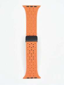 1pc Birdnest Hollow Fashionable Silicone Watch Band, Fits 44mm, 49mm, 42mm, 41mm, 45mm Watch Dial, Compatible With Apple Watch Bands, Ultra 9876543210 Series, SE Birdnest Hollow Folding Magnetic Silicone Strap - Multicolor - View 15