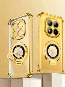 1pc Folding Bracket Phone Case/Bracket Phone Case, Electroplated Four-Corner Anti-Drop New Phone Case Compatible With Apple 17 ProMax/16 ProMax/15/14 Pro/13/12/11/XR/XS Max/8, Galaxy S25 Series, S24 Series, S23 Series, S22 Series, A05, A35, A55 Protective Cover