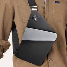Bolsa de hombro impermeable, bolsa de pecho antirrobo, ligera y resistente con correa ajustable, 20x 2x 32 - black con gris + Derecho - Ver 5