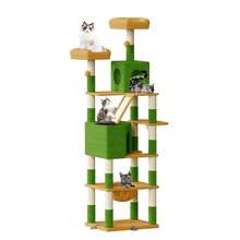DOGAT 208cm Tall Cat Tree Tower For Indoor Large Cats Multi Level Activity Centre With Hammock Condos Perches 16 Sisal Scratching Posts Anti Tip Reinforced Base - Green - Green - View 10
