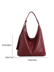 Fashionable Large Capacity Shoulder Tote Bag For Women, Design - Burgundy - View 2