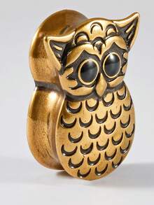 1个铜猫头鹰耳扩，空心猫头鹰耳塞，耳廓扩张器，耳洞穿刺饰品，8毫米-25毫米 - 如圖 - 查看 10