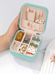 1pc Large Capacity Jewelry Box, Can Store Necklaces, Earrings, Rings And Other Accessories, White Minimalist Compartment Design, Anti-Dust And Anti-Oxidation, Compact And Portable Jewelry Organizer Box, Suitable For Storing Earrings, Necklaces, Rings, Lipsticks, Watches, Ideal Gift For Women, Girlfriends, Friends, Christmas, Halloween, New Year,Room Decor - Multicolor - View 11