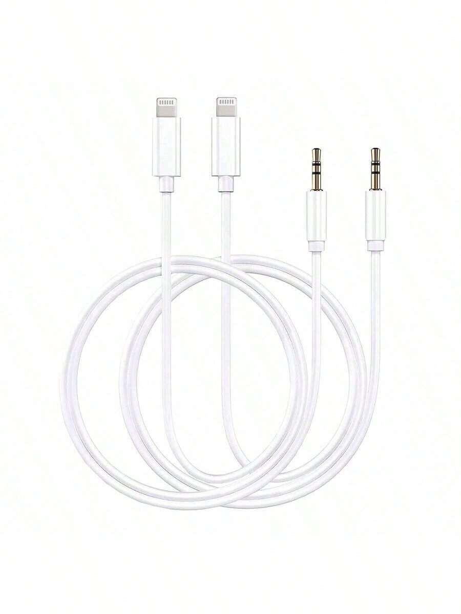 1-2根3.5mm音频辅助线，Lightning转3.5mm耳机插孔适配器延长线，兼容 14 Pro Max/14 Pro/14 Plus/14/13/12/11/XS/XR/8/7/6/iPad系列 - 白色 - 查看 1