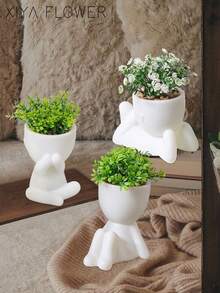 1/3 cây mọng nước nhân tạo, chậu cây mọng nước nhỏ hình người, 3 kiểu dáng, bình hoa trắng, thiết kế hoạt hình, chất liệu PP/PE, màu xanh lá cây, trang trí bàn làm việc, trang trí nhà cửa, trang trí sân vườn, trường học, đám cưới, quà tặng ngày Valentine, ký túc xá, trang trí văn phòng. - Nhiều màu - Xem 6
