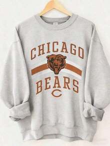 2026 AVintage Chicago- Football Crewneck Sweatshirt, Football T-Shirt, Chicago Game Day ,Sweatshirt - 灰色 - 查看 1