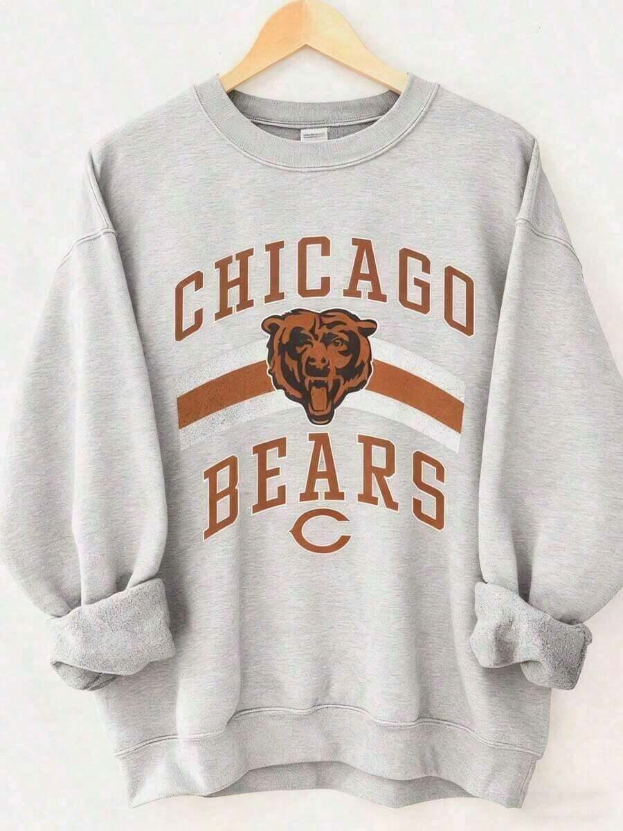 2026 AVintage Chicago- Football Crewneck Sweatshirt, Football T-Shirt, Chicago Game Day ,Sweatshirt - 灰色 - 查看 1
