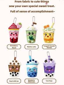 Bộ 6 món tự làm cốc trà sữa trân châu, mặt dây chuyền trang trí thủ công sáng tạo, quà tặng cho trẻ em, quà tặng lý tưởng cho bé gái, quà sinh nhật, quà tặng ngày lễ, phù hợp cho nhiều dịp như tiệc trẻ em. - Bộ dụng cụ tự làm trà sữa - Xem 7