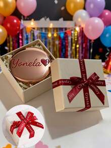 定制刻字便携镜，女士个性化口袋镜，可刻名字，婚礼/伴娘礼物，多功能，装饰性，字母刻字，纯色，精致，时尚，复古，现代，多彩，休闲，基础款，休闲，柔软，独特，定制，个性化，送给她的理想礼物，女朋友，她，男朋友，朋友，定制镜子，轻松舒适，美容健康，万圣节特辑，完美的婚礼纪念品 - 彩色 - 查看 18