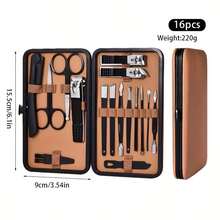 Brown Leather Set Snap 7/16/24 /26/32Pieces Nail Art Tools Set S Cuticle Nippers Cutting Kit Professional Nail Clippers Pedicure Manicure Beauty Tools - Multicolor - View 9