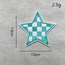 1pc Black And White Fang Gezi Five-Pointed Star Pattern Large Embroidery Patch DIY Ironing Clothes Decorative Stickers-Clothes Hat Backpack Patch-Hole Repair Stickers-Ironing Repair. - 紅色 - 查看 12