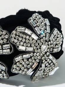 1 buc. Bentiță elegantă în stil baroc pentru femei, accesoriu de păr cu strasuri florale de lux, accesoriu de păr floral plin de farmec de înaltă calitate pentru petrecere, accesoriu versatil la modă, bentiță de păr, accesoriu de păr pentru frumusețea casei - FG416-2 mare 1 mic - Vizualizare 3