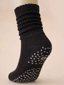 4 pares de calcetines de tripulación versátiles, transpirables y antideslizantes de estilo deportivo aleatorio para mujeres, adecuados para yoga, pilates, baile, fitness - Multicolor - Ver 4