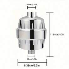 Đầu vòi sen áp lực cao 5 chế độ với bộ lọc 15 cấp, bao gồm lõi lọc nước mềm, phù hợp với nước cứng, loại bỏ clo và các chất độc hại. - Bạc - Xem 2
