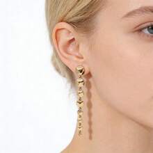 New European & American Style Long Gold Tassel Earrings, Luxurious Minimalist Design, Versatile For Work And Daily Wear, Elegant Women Earrings