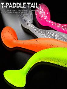 12-Pack TACKLEPIONEER T-Tail Soft Bait Lures | Two-Color Realistic PVC Lures - Slow Sinking And Bite-Resistant Design, Multiple Realistic Colors, Suitable For Bass, Rainbow Trout, Pike, Perch, And Sea Bass - Good Casting Performance, PVC Material, Suitable For Both Freshwater And Saltwater Fishing.