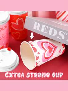 Valentine's Day Disposable Paper Cups With Lids – 12 Oz, Mixed Styles 20 Or 40 Pack; Heart-Printed Coffee Cups Ideal For Valentine's Day Celebrations, Romantic Occasions, Cafe Service, And Gift Exchange Events - Multicolor - View 4